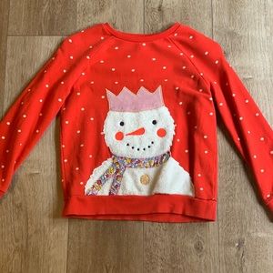 Girls Mini Boden Smowman Sweatshirt size 9-10 Y